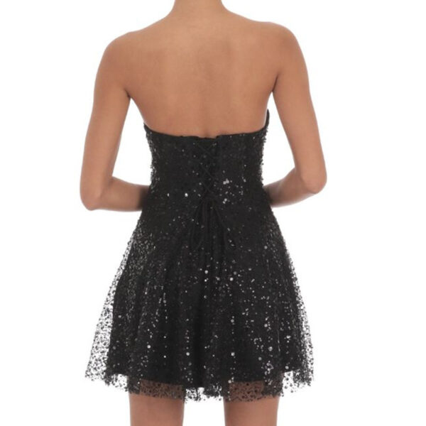 European And American Sexy Sequins Dress Stitching Tube Top Backless Skirt - Image 3