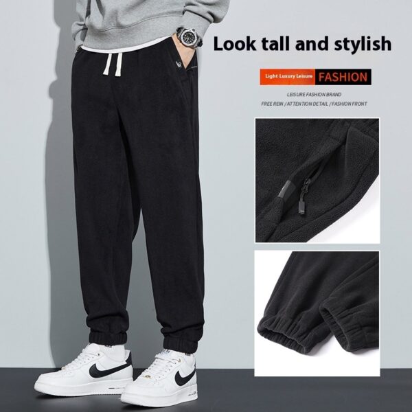 Thickened Outer Wear Loose Double-sided Velvet Ankle-tied Sports Pants For Men - Image 2