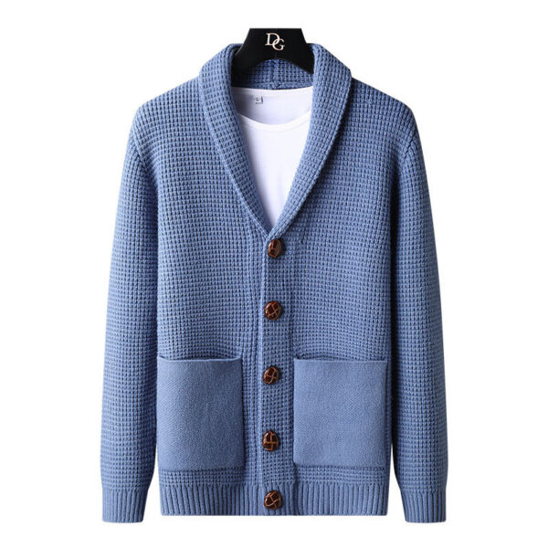 Lapel Button Cardigan Sweater Men's Korean Style - Image 5