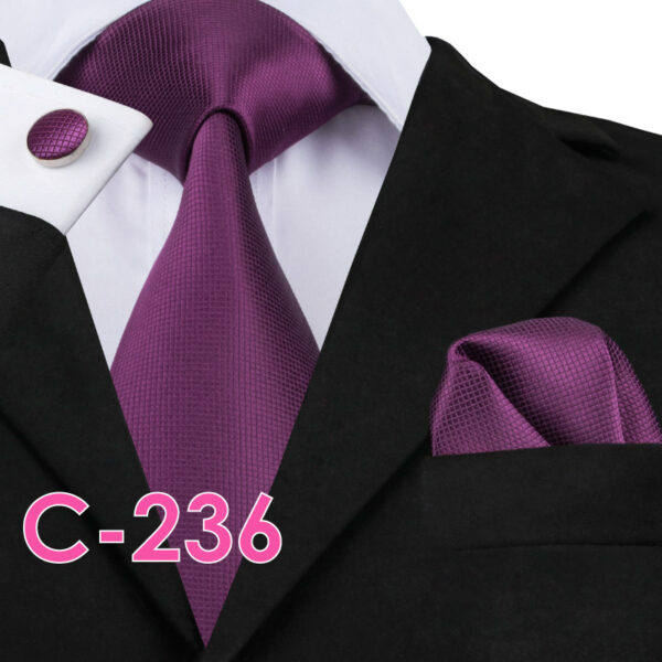 Solid Silk Mens Ties Neck Tie Set For Men Suits Tie Handker - Image 4