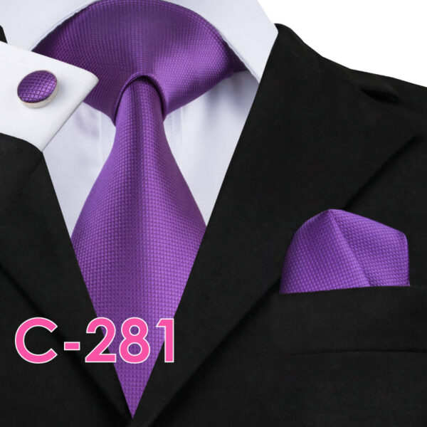 Solid Silk Mens Ties Neck Tie Set For Men Suits Tie Handker - Image 7