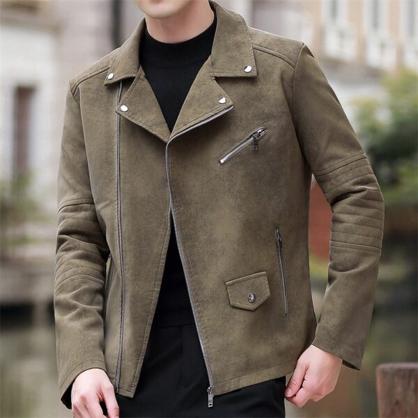 Fashion Velvet Padded Leather Coat Men's Suit Collar - Image 3