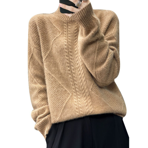 Autumn And Winter New Thickened Half-high Collar Knitted Soft Glutinous Loose Pullover Women - Image 2