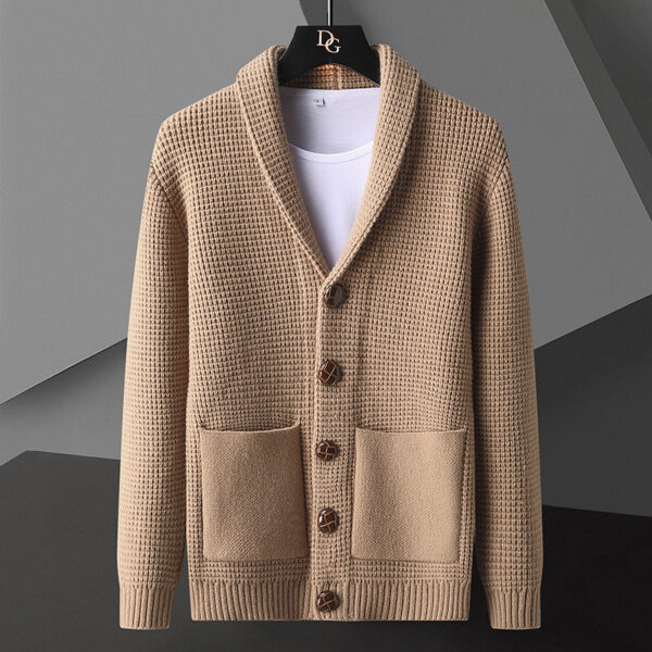 Lapel Button Cardigan Sweater Men's Korean Style - Image 3