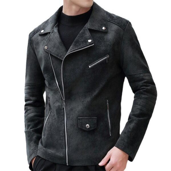 Fashion Velvet Padded Leather Coat Men's Suit Collar - Image 5