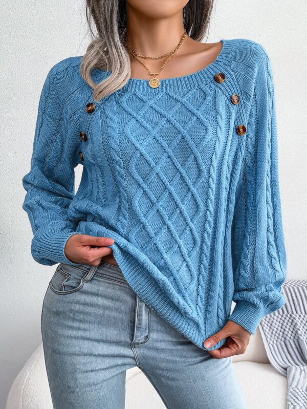 Women's Loose Casual Square Neck Sweater For Autumn And Winter - Image 2