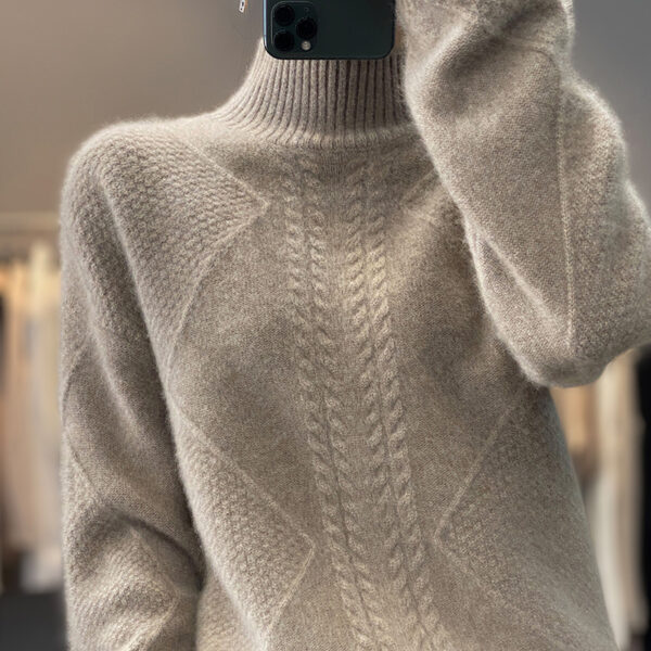 Autumn And Winter New Thickened Half-high Collar Knitted Soft Glutinous Loose Pullover Women - Image 6