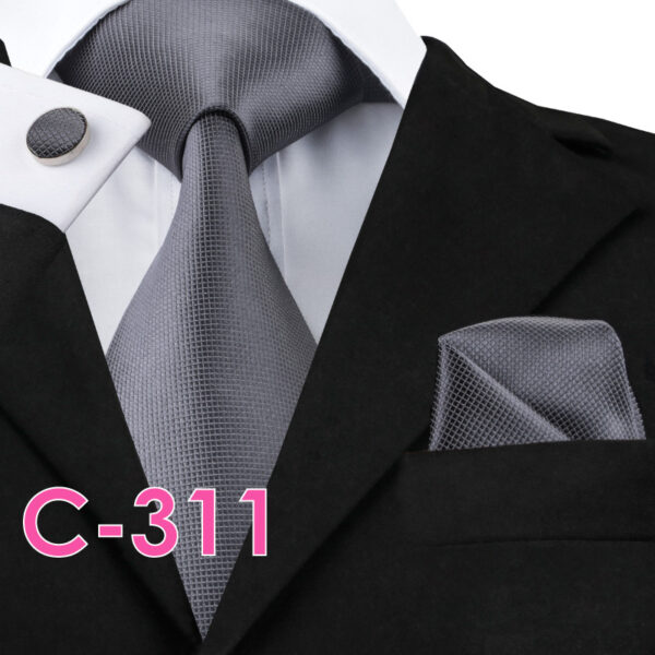 Solid Silk Mens Ties Neck Tie Set For Men Suits Tie Handker - Image 9