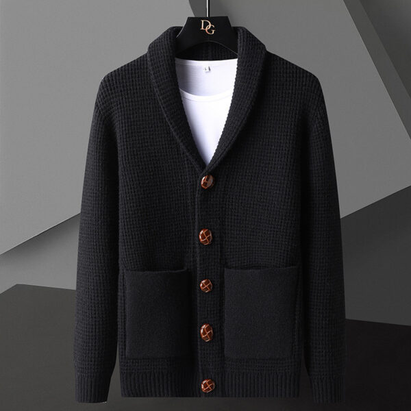 Lapel Button Cardigan Sweater Men's Korean Style - Image 4